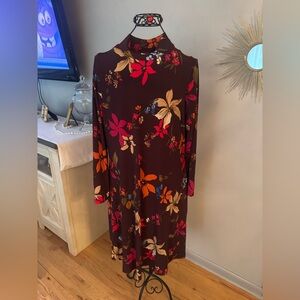 Susan Graver Multicolor Floral Long Sleeve Dress